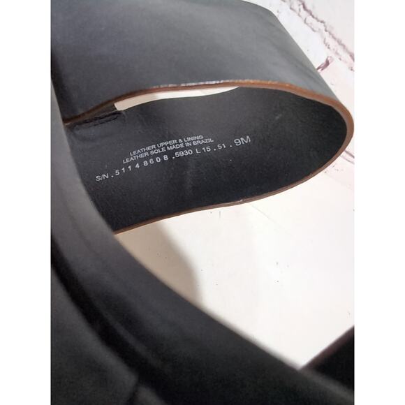 Tory Burch Lexington Black Leather Platform Wedge Sandals 9 Heels - Picture 13 of 13